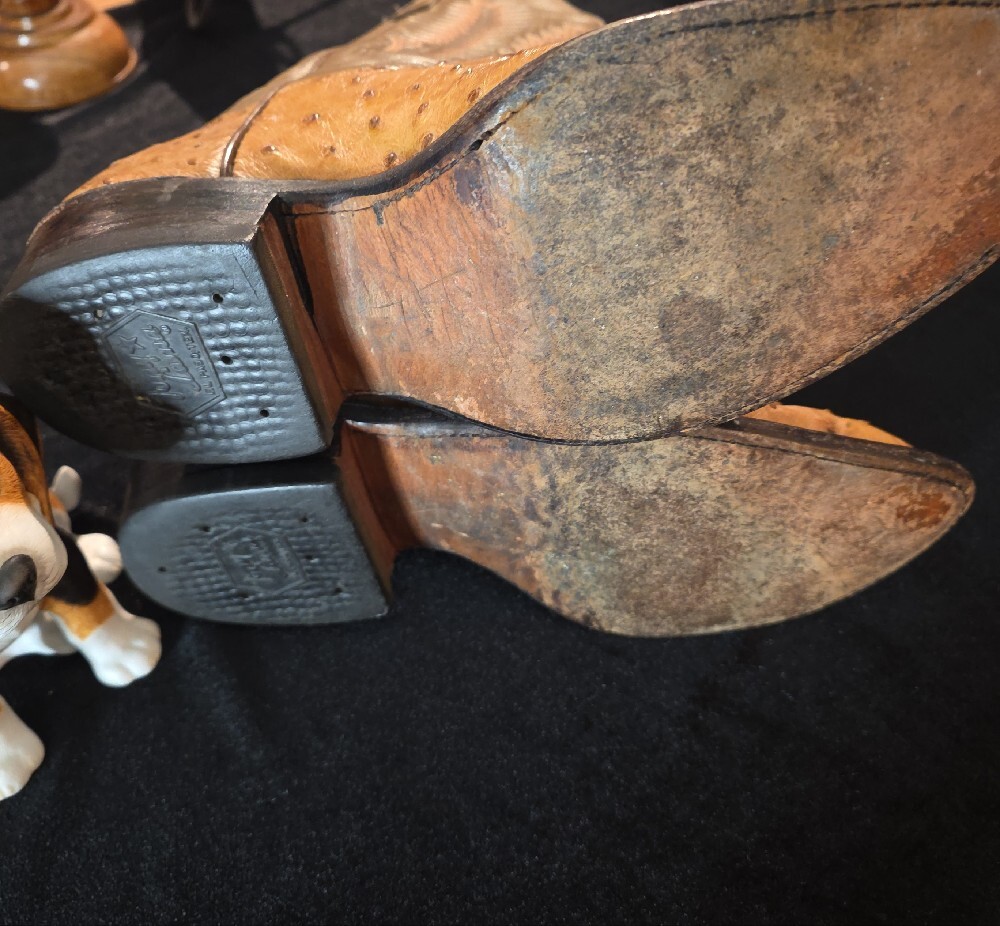 Tony Lama Tan Embossed Ostrich Leather Western Boots - Picture 9 of 11